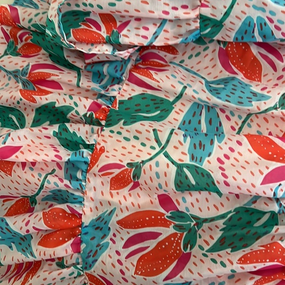 J. MARIE Floral Print Smocked Ruffle Tiered Mini Dress in Multicolor small - Picture 15 of 16